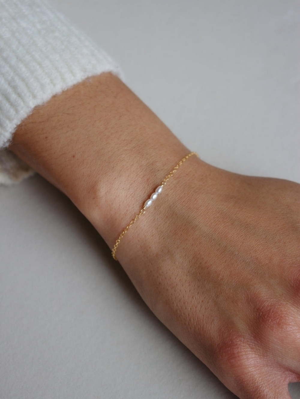 Anthropologie Tiny Pearl Trio Bracelet